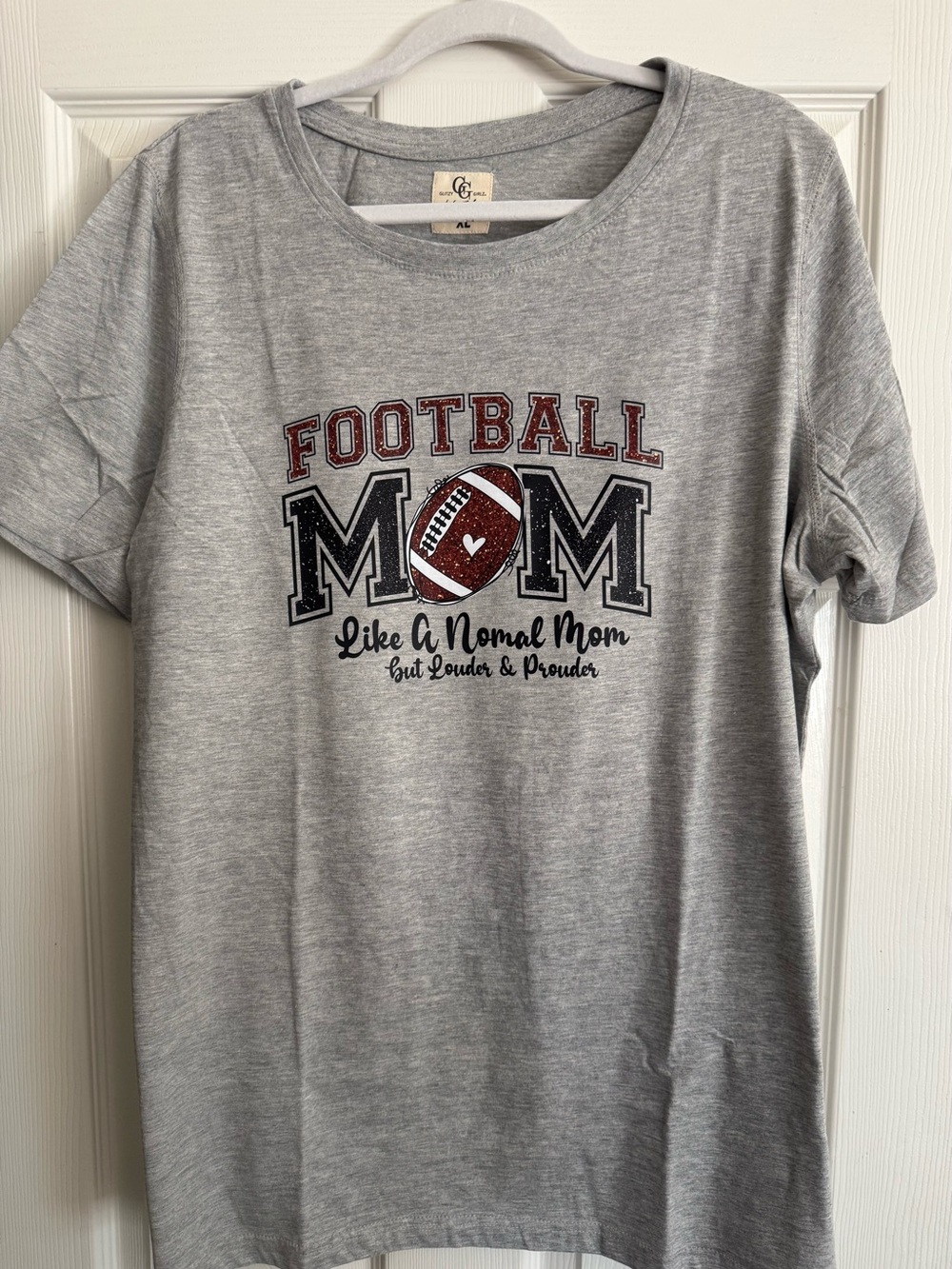 Heather Gray Acid Washed Football Mom' Short Sleeve Tee